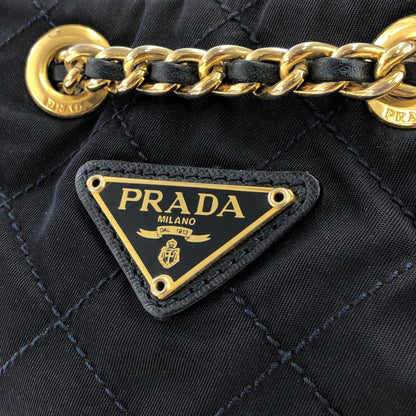 PRADA Quilted Triangle logo Nylon Chain Shoulder Shoulder Bag Navy Vintage Old nj2zvp