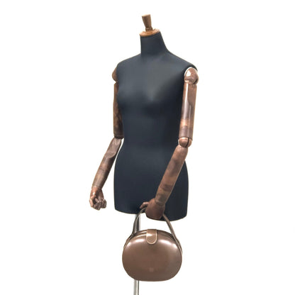 LOEWE Anagram Logo Leather Round Handbag Brown Vintage v8rkcx