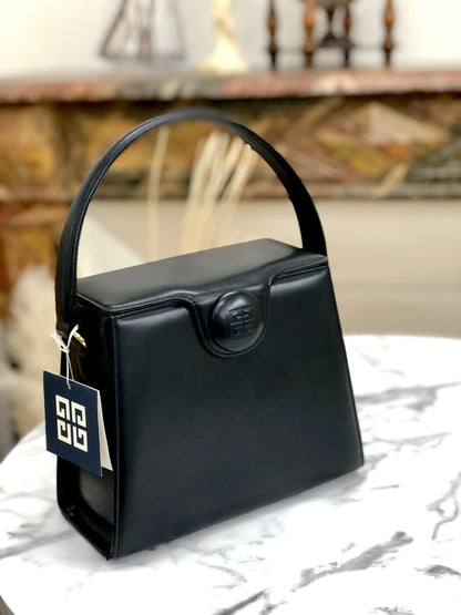 GIVENCHY 雙向大扣皮革手提包 黑色 復古做舊 jzz8wb