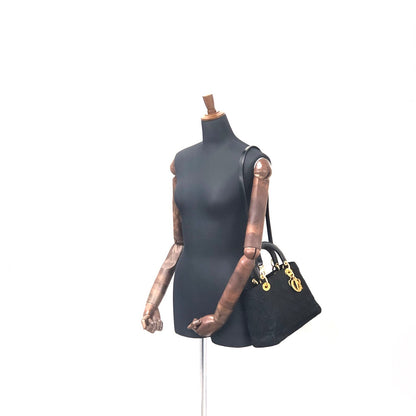 Christian Dior Lady Dior Canage Enamel Leather 2way Shoulder Bag Black Vintage Old f6njne