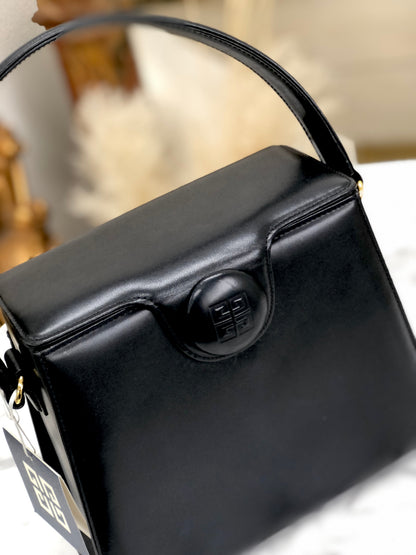 GIVENCHY 雙向大扣皮革手提包 黑色 復古做舊 jzz8wb
