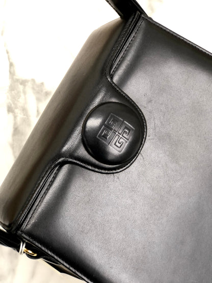 GIVENCHY 雙向大扣皮革手提包 黑色 復古做舊 jzz8wb