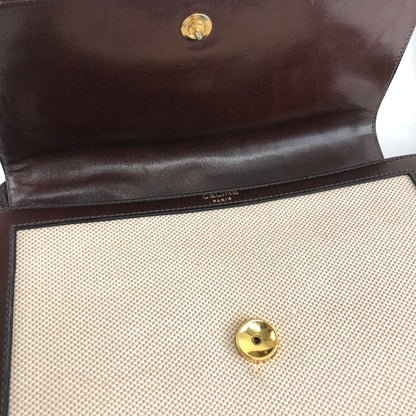 CELINE Horsebit Canvas Shoulderbag Beige Vintage OldCELINE dv4pv7