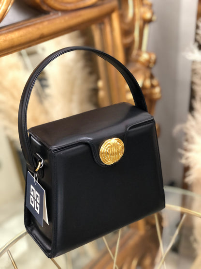 GIVENCHY 雙向大扣皮革手提包 黑色 復古做舊 jzz8wb