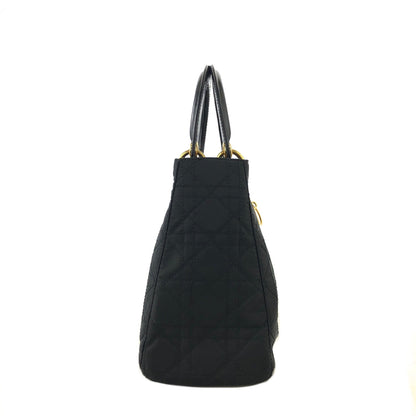 Christian Dior Lady Dior Canage Enamel Leather 2way Shoulder Bag Black Vintage Old f6njne