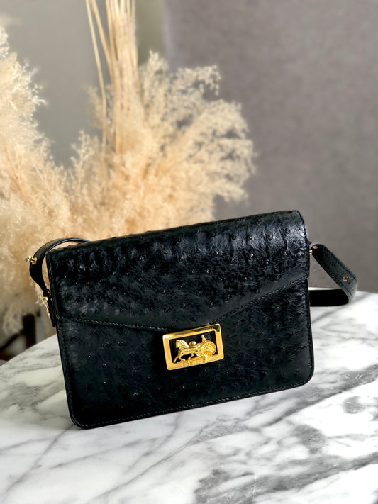 CELINE Horse Carriage Shoulder bag Black Vintage d66xv8