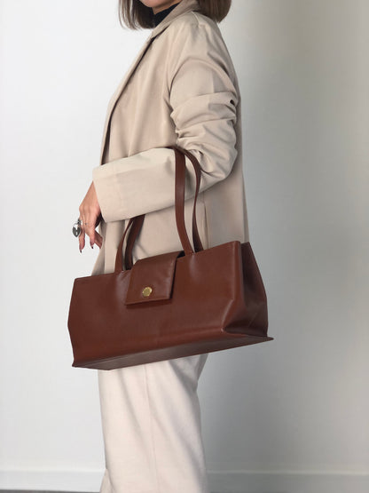 BURBERRY Flap Handbag Brown Vintage 3ex85e