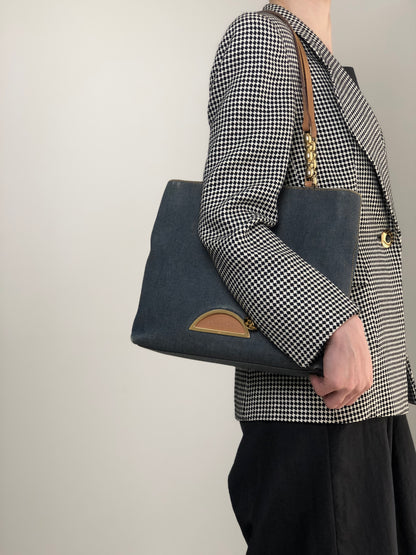 Christian Dior Logo Handbag Totebag Indigo Vintage kxnt2a