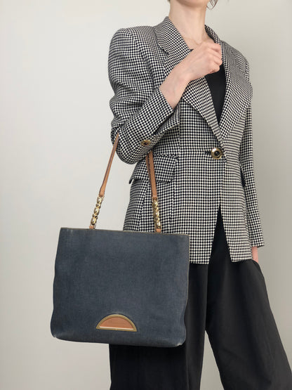 Christian Dior Logo Handbag Totebag Indigo Vintage kxnt2a