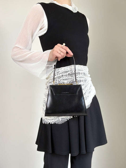 LOEWE Logo Metal Clasp Small  Handbag Black Vintage u7ek7w