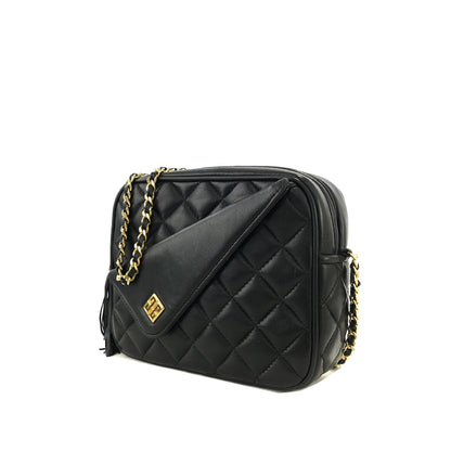 GIVENCHY Logo Quilted Tassel Leather Chain Shoulder bag Black Vintage Old ahvesn