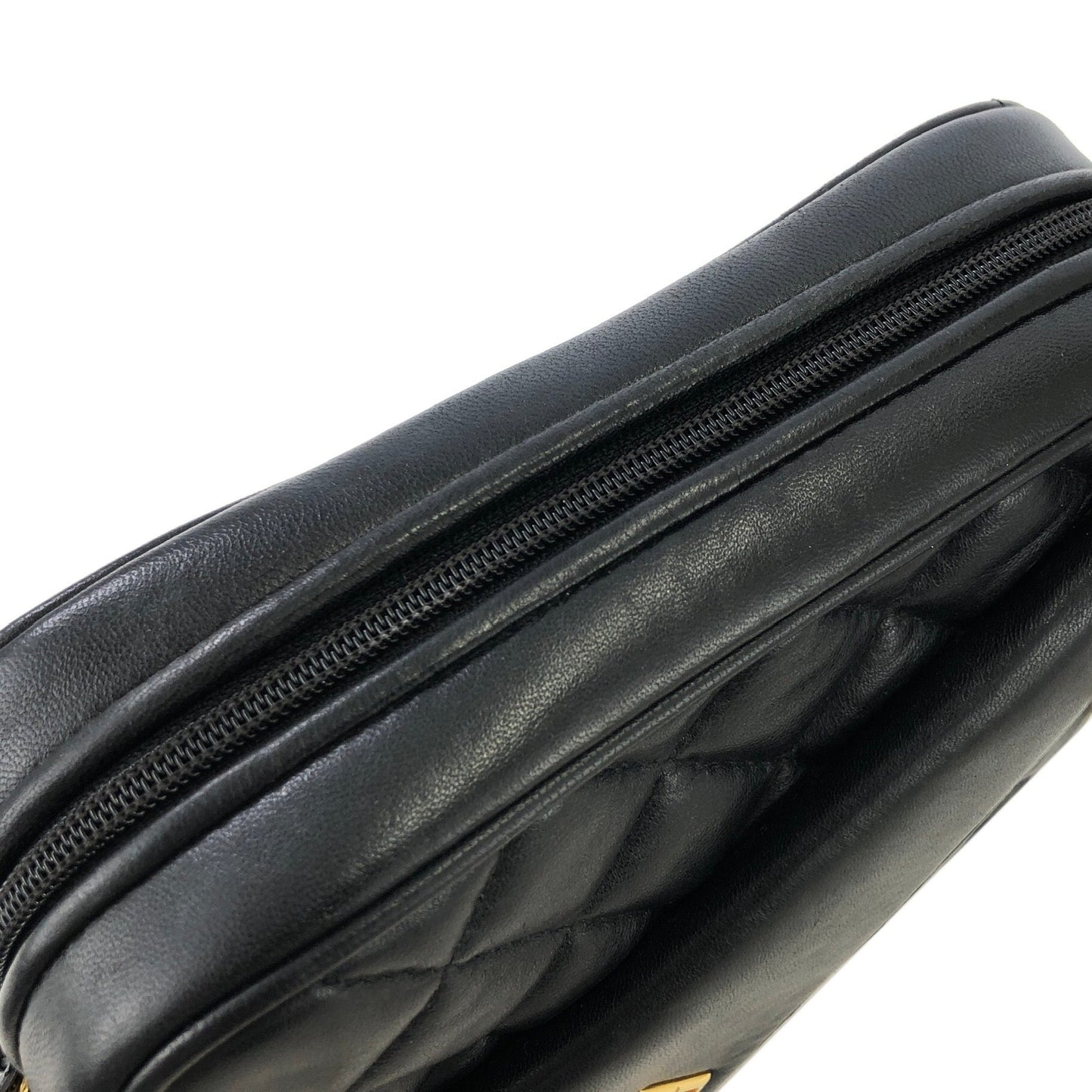 GIVENCHY Logo Quilted Tassel Leather Chain Shoulder bag Black Vintage Old ahvesn