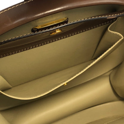 LOEWE Anagram Logo Leather Round Handbag Brown Vintage v8rkcx