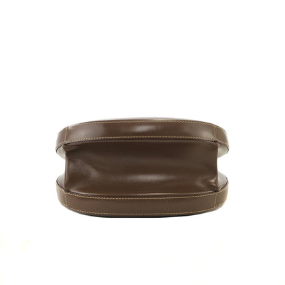 LOEWE Anagram Logo Leather Round Handbag Brown Vintage v8rkcx