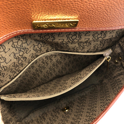 Yves Saint Laurent YSL Logo Flap Shoulder bag Brown Vintage Old kcpv5f
