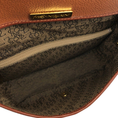 Yves Saint Laurent YSL Logo Flap Shoulder bag Brown Vintage Old kcpv5f
