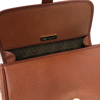 Yves Saint Laurent YSL Logo Flap Shoulder bag Brown Vintage Old kcpv5f