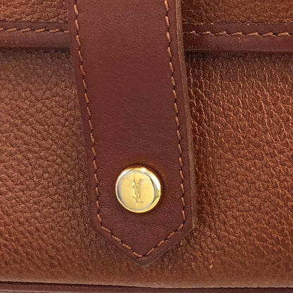 Yves Saint Laurent YSL Logo Flap Shoulder bag Brown Vintage Old kcpv5f