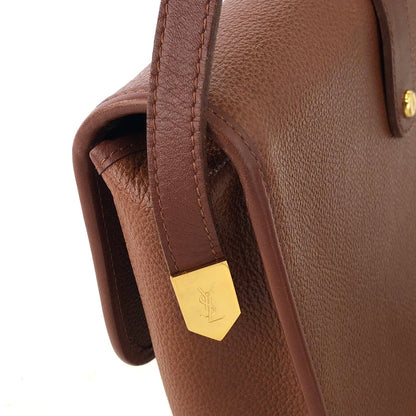 Yves Saint Laurent YSL Logo Flap Shoulder bag Brown Vintage Old kcpv5f