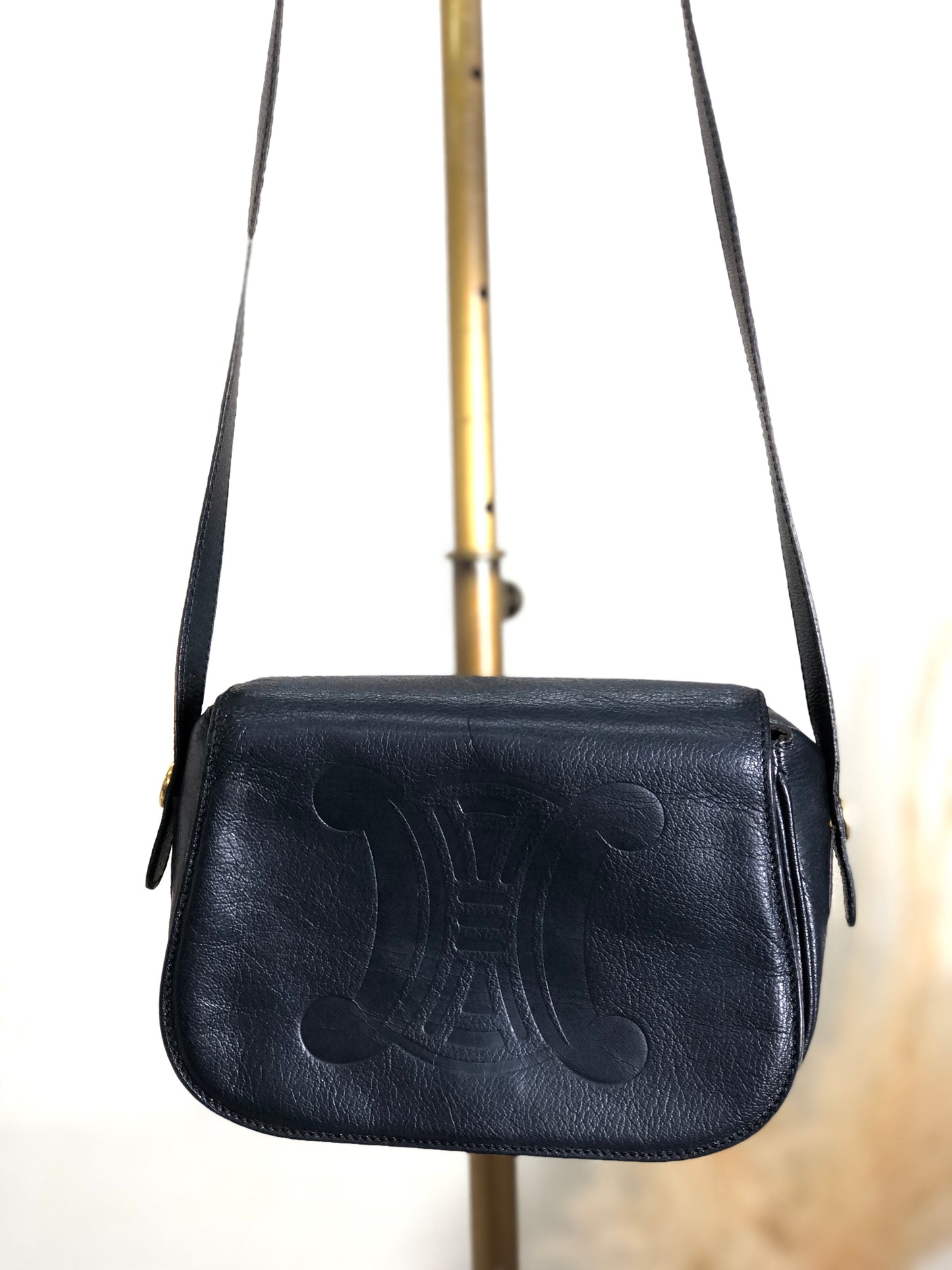 CELINE Blason Shoulder bag Black Vintage 36f56v