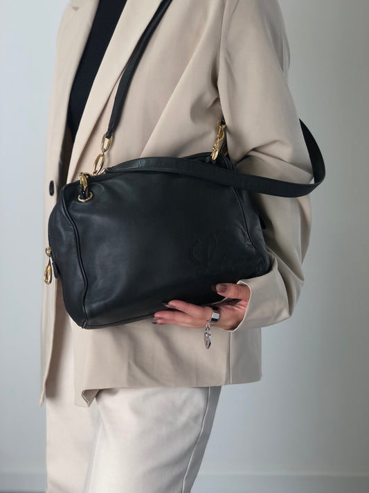 LOEWE Anagram Chain Shoulder bag Black Vintage 7ygaha