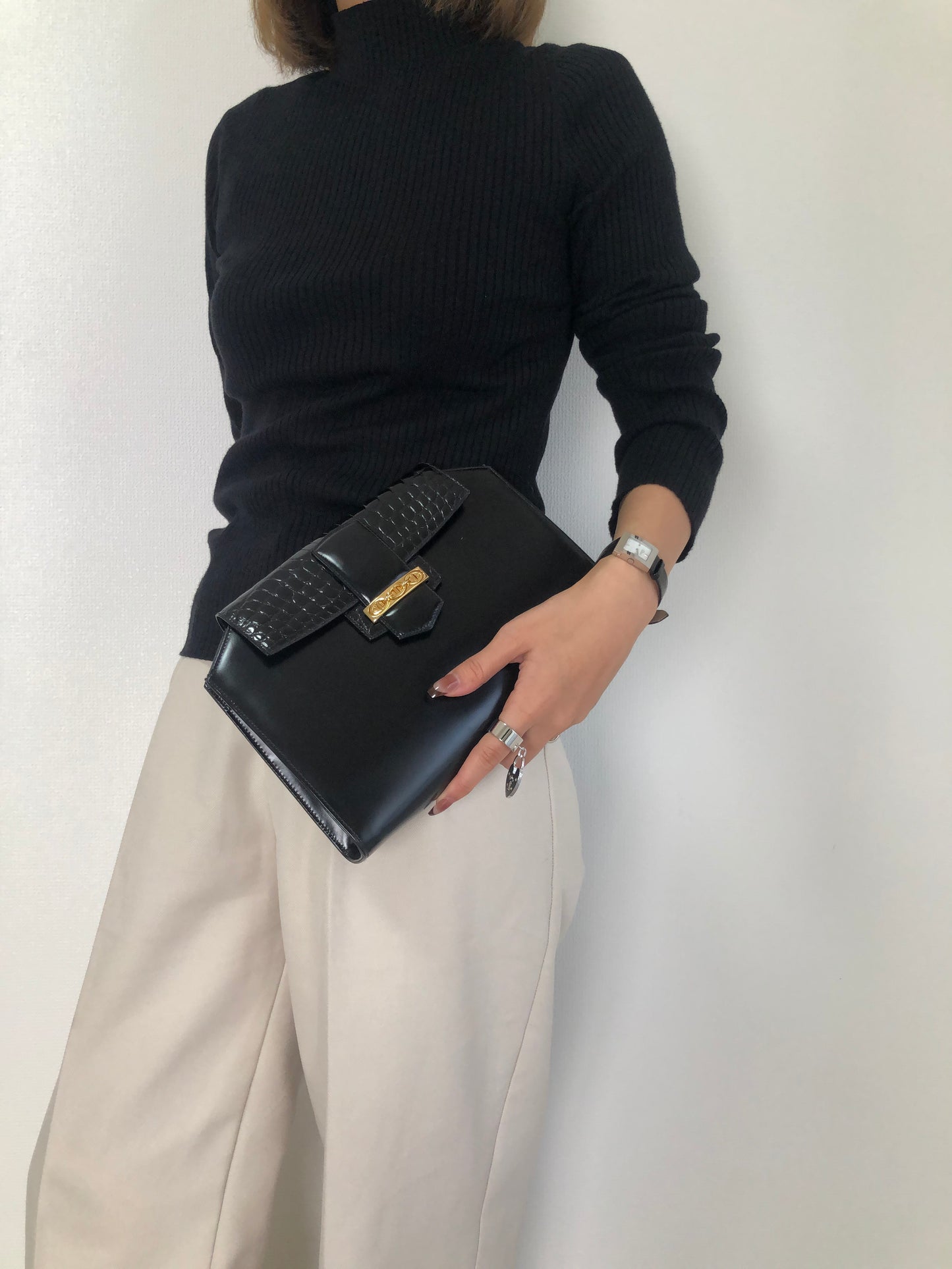 GUCCI Horse Bit Clutch bag Black Vintage x3kdug