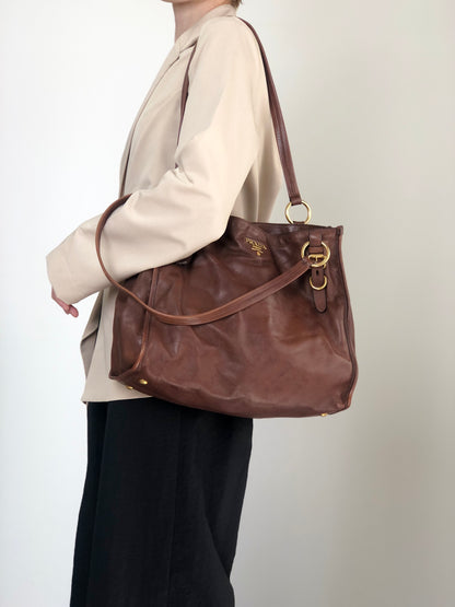 PRADA Logo Totebag Brown Vintage sznhvb