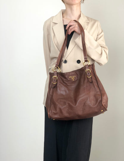 PRADA Logo Totebag Brown Vintage sznhvb