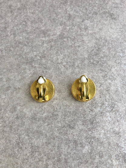CHANEL Logo Earrings Gold Vintage vkeawm