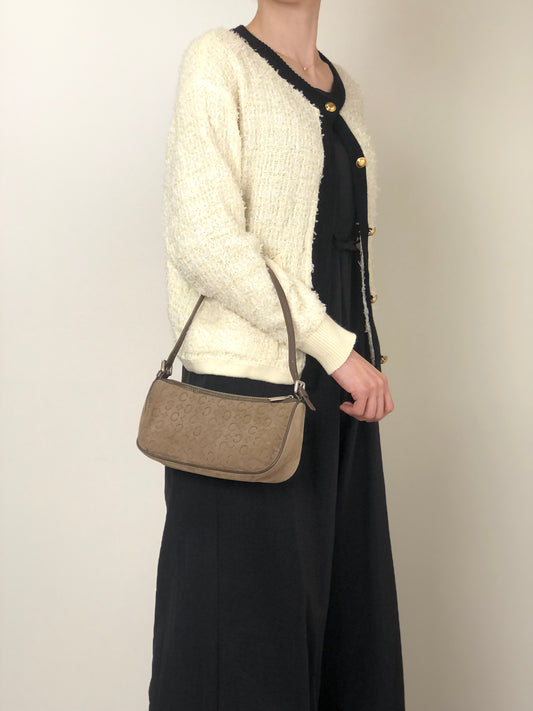CELINE C Macadam Shoulder bag Light Brown Vintage ntvdgb