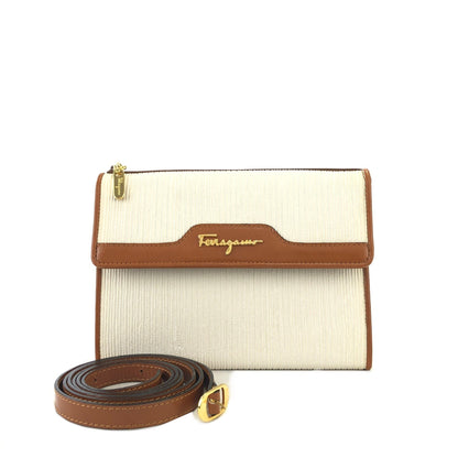 Salvatore Ferragamo Logo Shoulder bag White Vintage Old mk5mmu