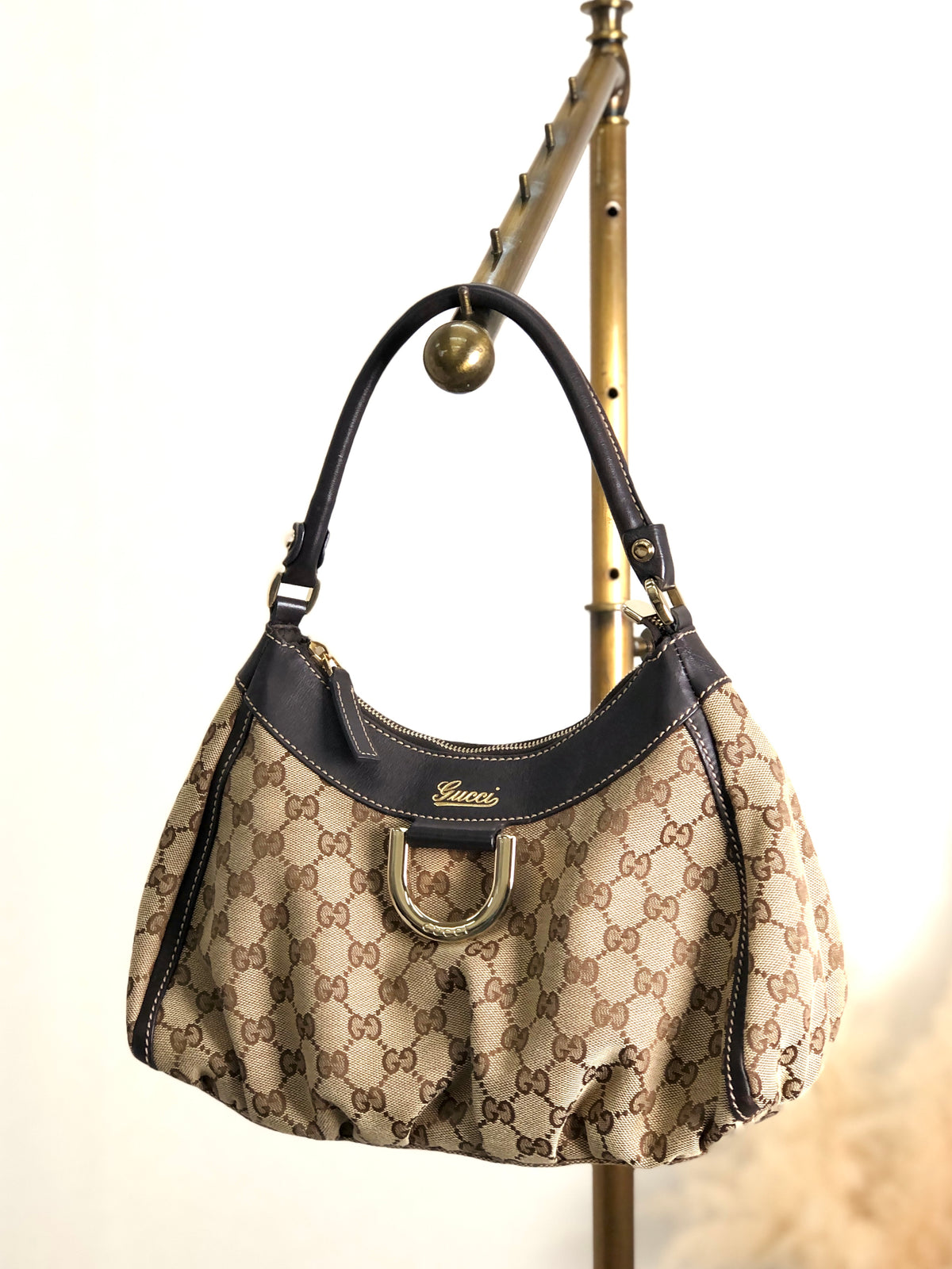GUCCI GG Canvas Abbey Shoulder bag Beige Vintage eag4sn 