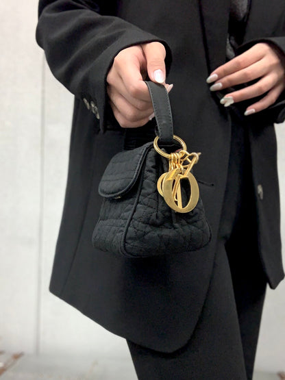 Christian Dior Cannage Charm 尼龍迷你手袋 黑色 復古 舊 kjas5s