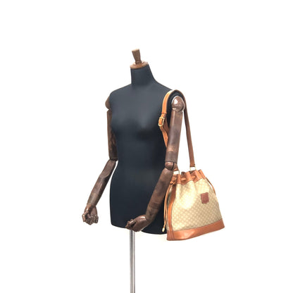 CELINE Macadam Blason Drawstring Bucket Shoulder bag Beige Vintage Old CELINE 8cumcm