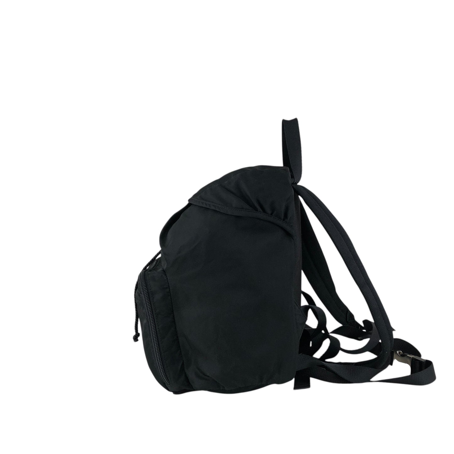 PRADA Tessuto Triangle Logo Front Buckle Backpack Black Vintage jmakxv