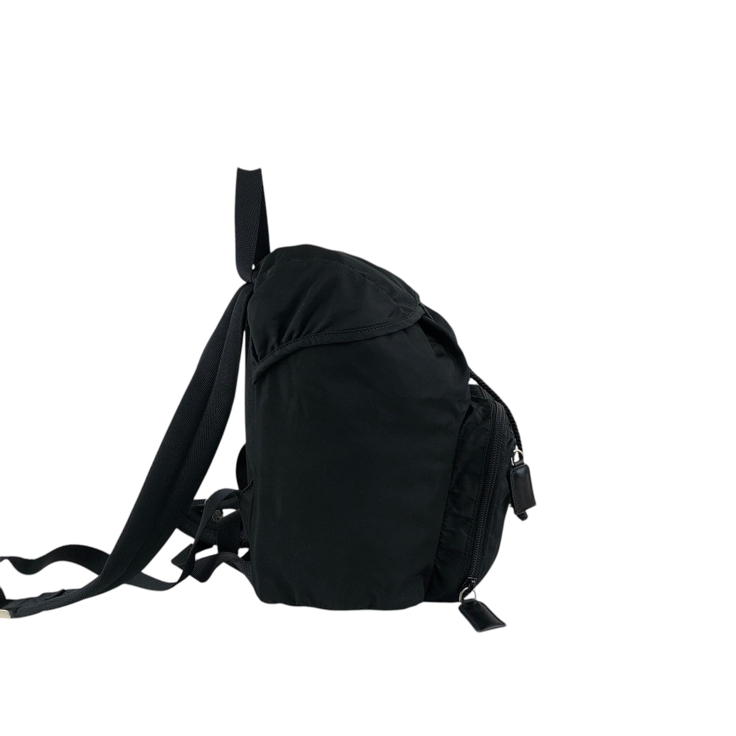PRADA Tessuto Triangle Logo Front Buckle Backpack Black Vintage jmakxv