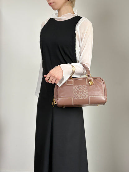 LOEWE Amazona28 Anagram Handbag Boston bag Brown Vintage f75cvh