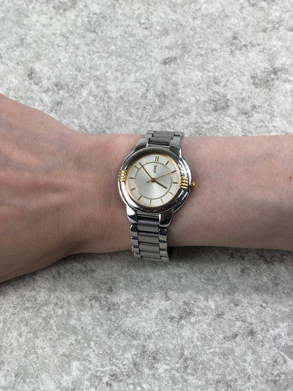 Yves Saint Laurent YSL Logo Watch Silver Vintage c6vtx8