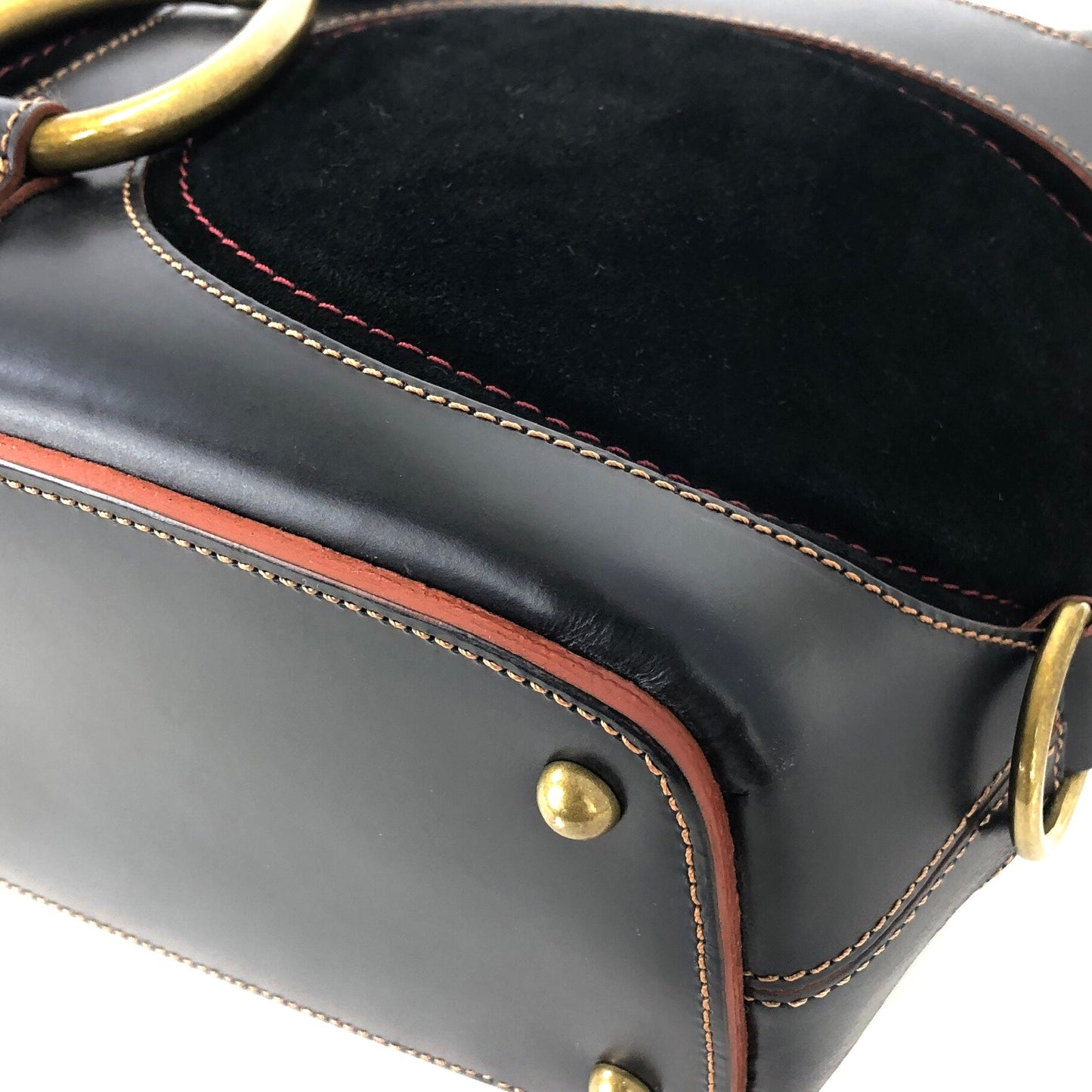 LOEWE Anagram Suede Handbag Black Vintage Old yz5835