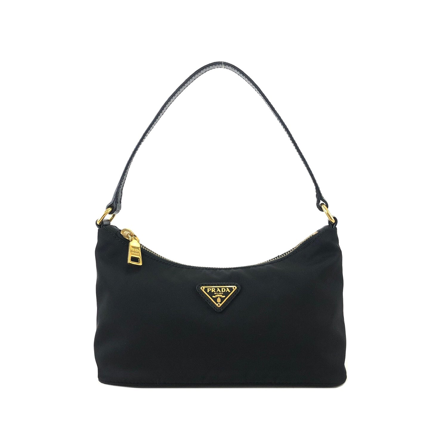 PRADA Triangle Logo Nylon Handbag Black Vintage Old sisgax
