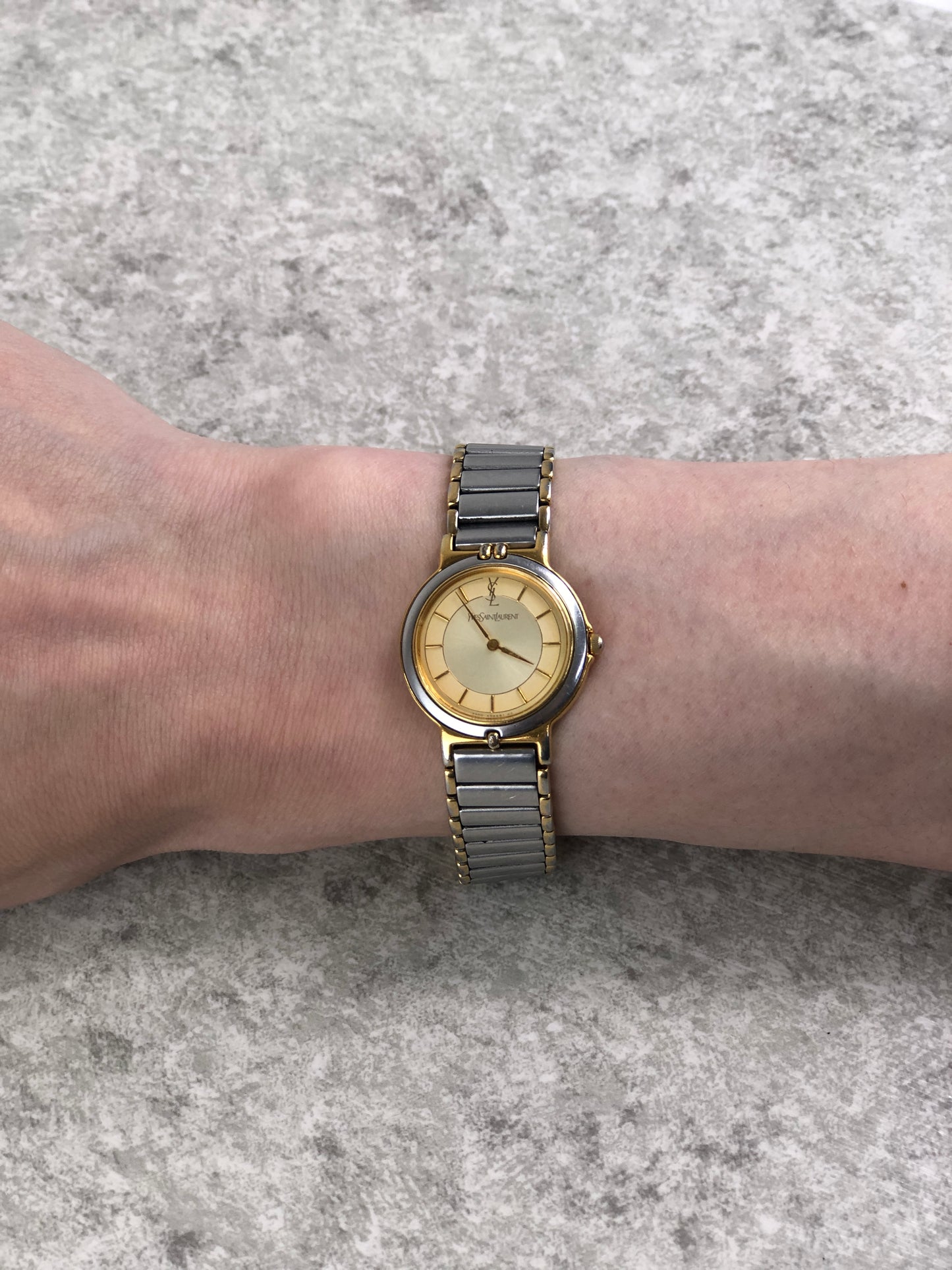Yves Saint Laurent YSL Logo Watch Gold×Silver Vintage rurspi