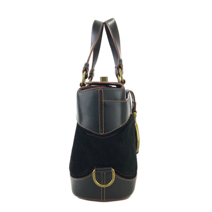 LOEWE Anagram Suede Handbag Black Vintage Old yz5835