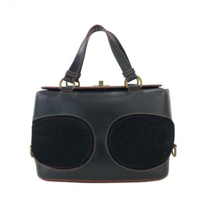 LOEWE Anagram Suede Handbag Black Vintage Old yz5835