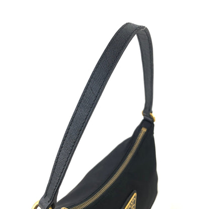 PRADA Triangle Logo Nylon Handbag Black Vintage Old sisgax