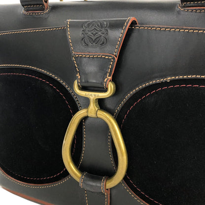 LOEWE Anagram Suede Handbag Black Vintage Old yz5835