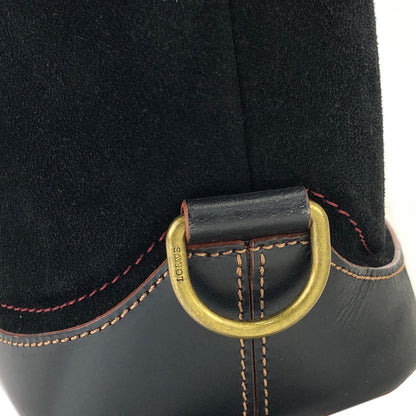 LOEWE Anagram Suede Handbag Black Vintage Old yz5835