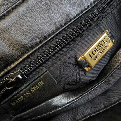 LOEWE Anagram Ostrich Handbag Black Vintage Old 6phzi2