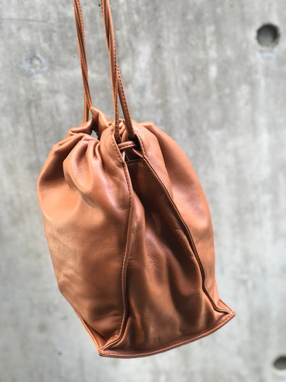 LOEWE Anagram Nappa leather Drawstring Shoulder bag Brown Vintage Old u5fd3r