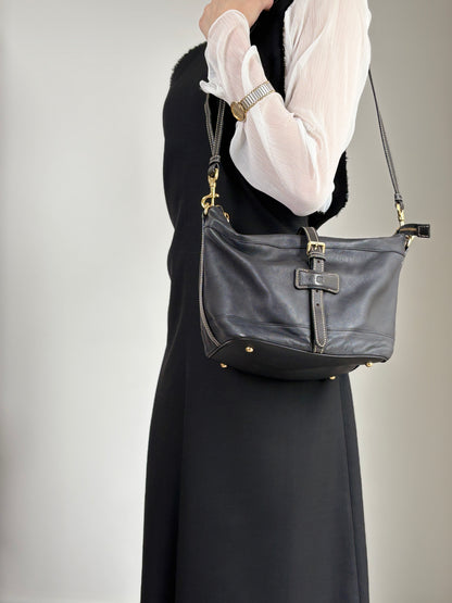 LOEWE Logo Front Buckle Two-way Handbag Shoulder bag Black Vintage pszdm6