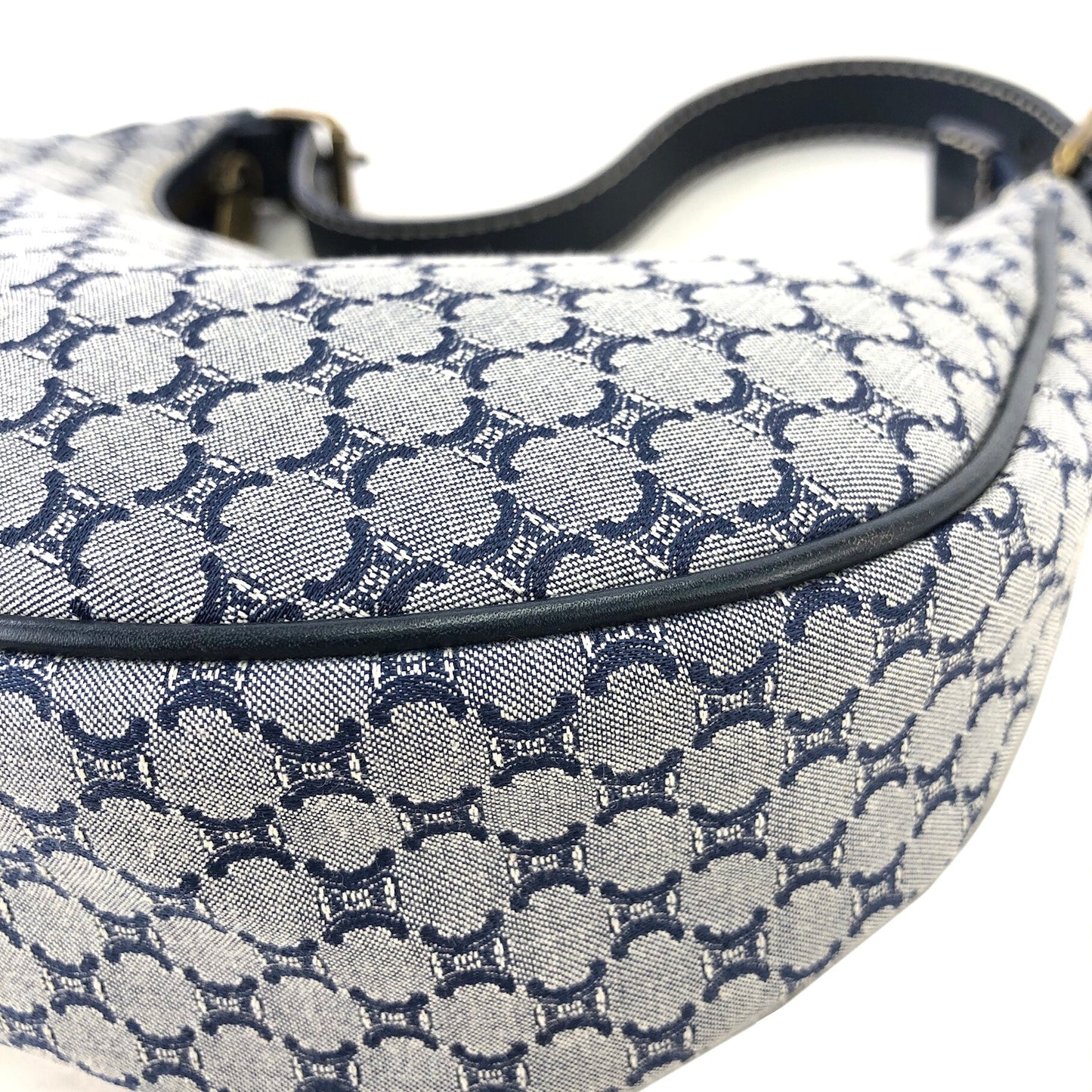 CELINE Blason Triomphe Pattern Handbag Hobobag Navy Vintage Old Celine xeda2r